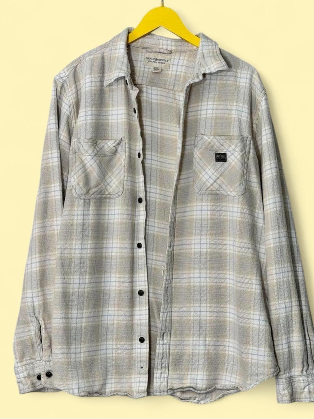 Ralph Lauren Denim & Supply cream plaid button up shirt XXL